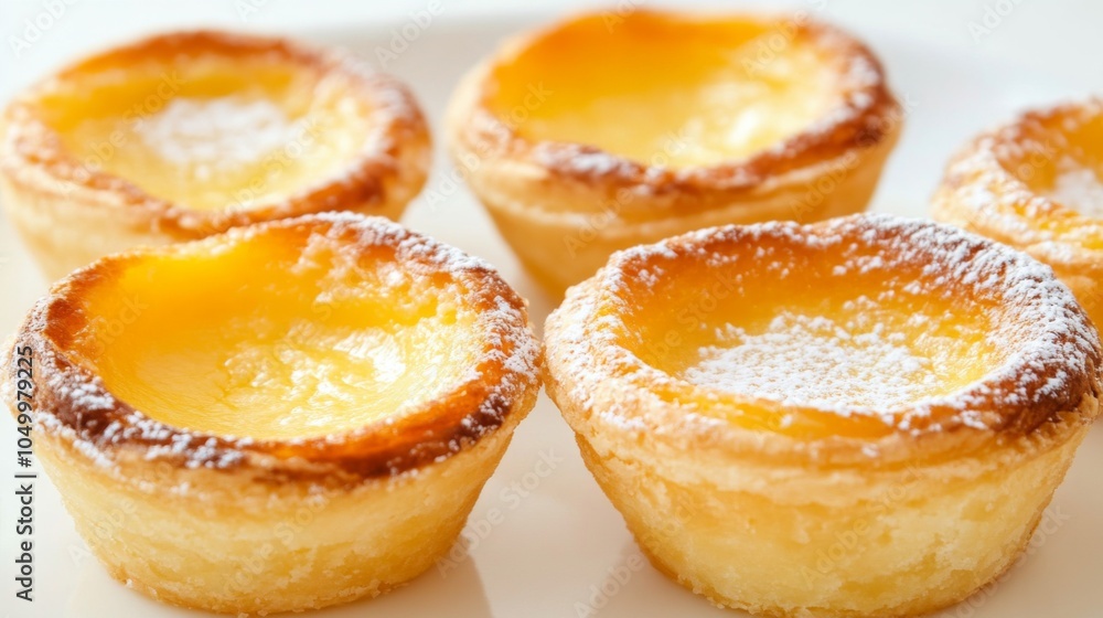 Delicious Pastel de Nata with Powdered Sugar Delicious Pastel de Nata with Powdered Sugar