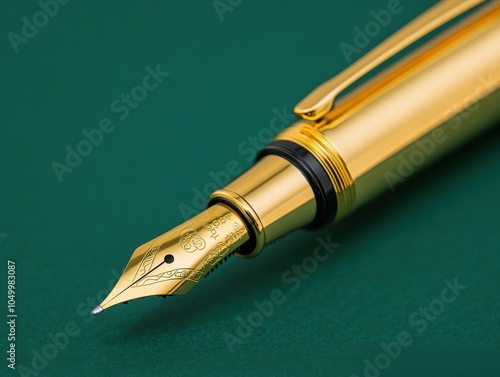 Elegant Gold Plated Fountain Pen Close-Up