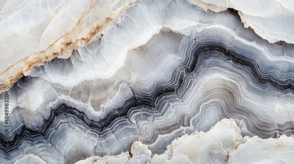 Obraz premium A close-up of smooth marble in dual tones of soft white and deep gray, the veining in the stone creating natural, flowing transitions between the two