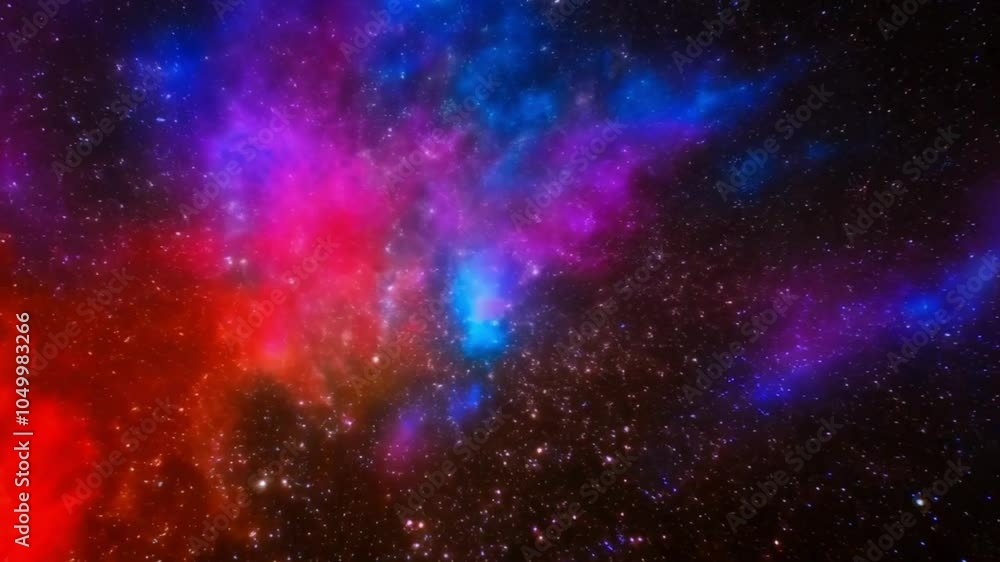 Zoom through a vibrant nebula, passing colorful cosmic dust Zoom through a vibrant nebula, passing colorful cosmic dust