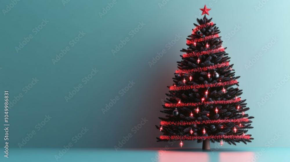 Festive Christmas Tree with Red Decorations Festive Christmas Tree with Red Decorations