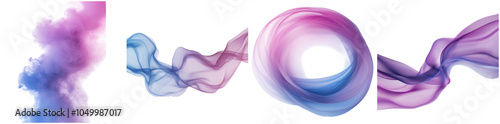 Swirling patterns of soft purple and blue create an abstract scene, perfect for enhancing designs or backgrounds in artistic projects, evoking a sense of flow and movement isolated PNG isolated PNG