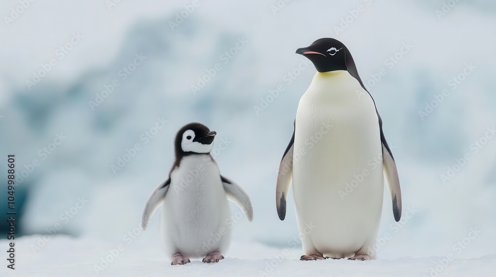 Obraz premium Baby Penguin Learning to Walk on Ice
