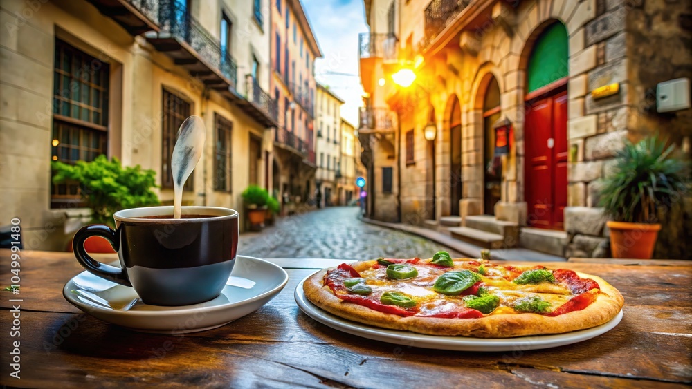 Savor delightful espresso and authentic pizza in a picturesque Italian street, an idyllic haven for food lovers and travel enthusiasts seeking culinary adventures. Savor delightful espresso and authentic pizza in a picturesque Italian street, an idyllic haven for food lovers and travel enthusiasts seeking culinary adventures.
