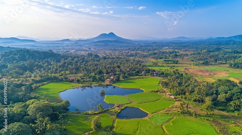 Serene Aerial View of Lush Green Landscape