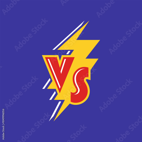 Vs or versus logo for battle or fight game flat cartoon symbol