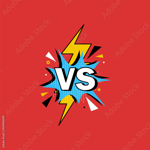 Vs or versus logo for battle or fight game flat cartoon symbol