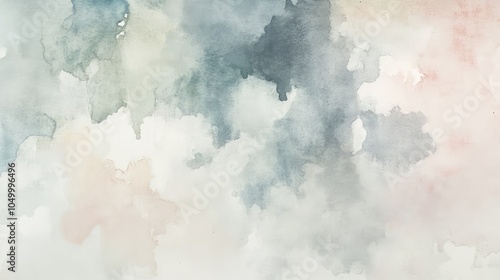 A delicate watercolor texture with soft washes of pale blues, light pinks, and subtle grays blending harmoniously in a flowing composition