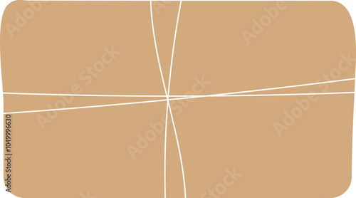 Vector flat gift box design with craft wrapping and thin bow isoalted on white background.