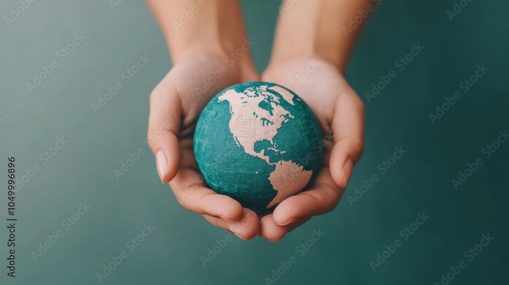 Hands Gently Holding a Small Globe Hands Gently Holding a Small Globe