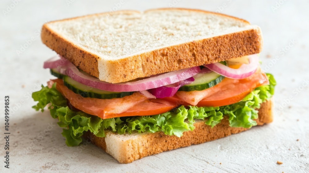 Vibrant Casual Sandwich on White Background Vibrant Casual Sandwich on White Background