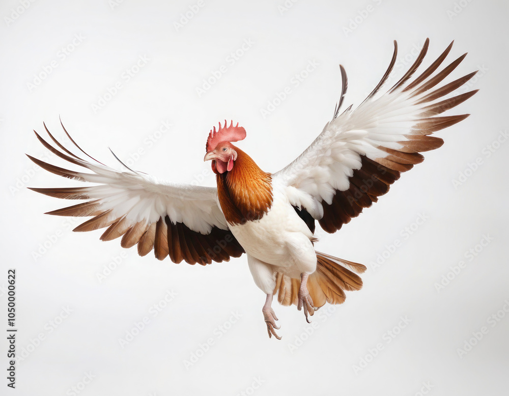 Fototapeta premium white and brown flying cock