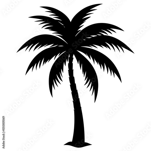 Palm tree silhouette on white background.