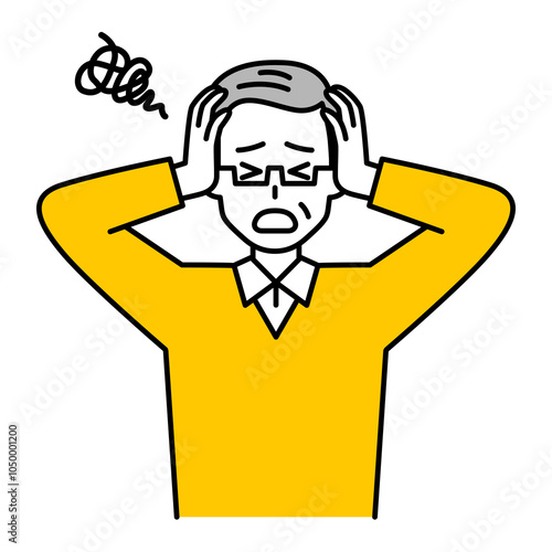 頭を抱えて悩む年配の男性