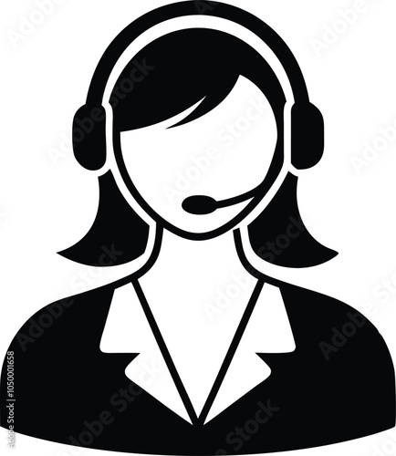 Customer service woman silhouette, Call center woman vector, news presenter icon