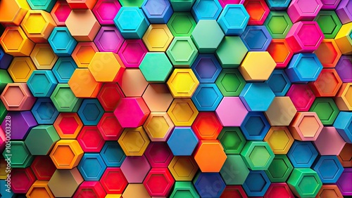 Abstract Hexagonal Pattern Background with Copy Space for Design, Creative Projects, and Digital Media, Featuring Modern Geometric Shapes in Vibrant Colors and Unique Textures