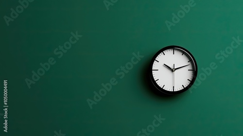 Wallpaper Mural A minimalist image of a clock isolated against a solid green background. The clean, simple design of the clock contrasts with the bold green, highlighting time and focus Torontodigital.ca