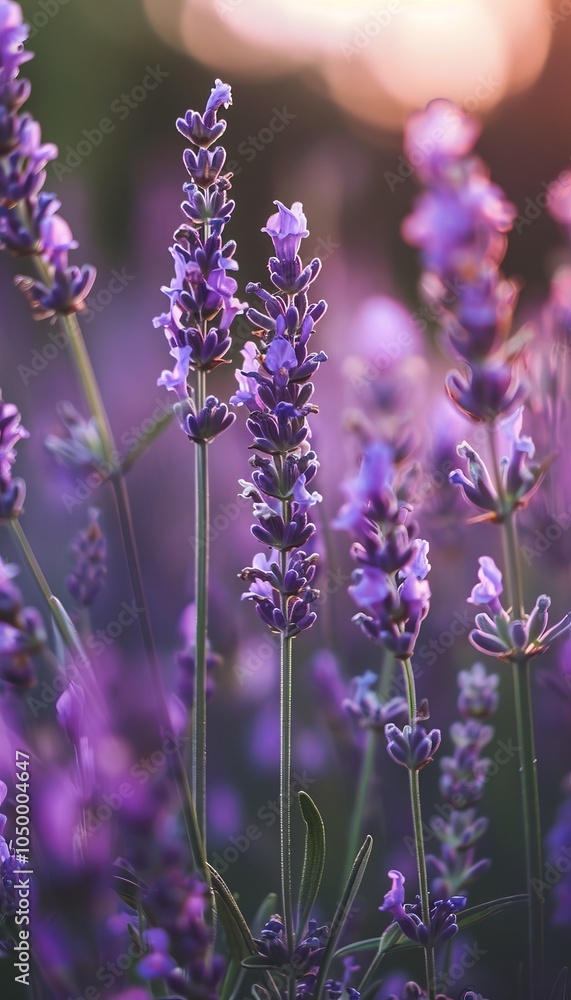 A captivating lavender field bathed in soft light, showcasing vibrant purple flowers and romance A captivating lavender field bathed in soft light, showcasing vibrant purple flowers and romance