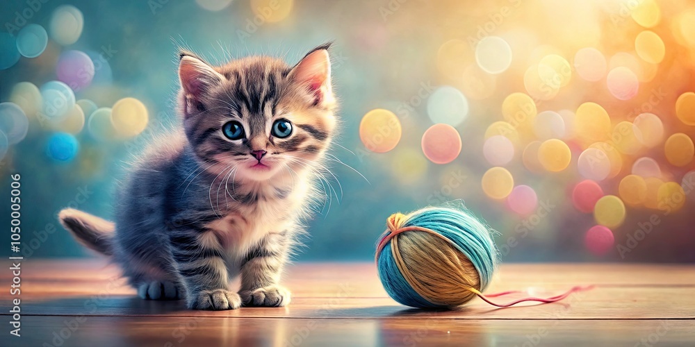 Φωτογραφία Adorable Playful Kitten Cartoon for Nursery Decor, Children's Books, and Whimsic