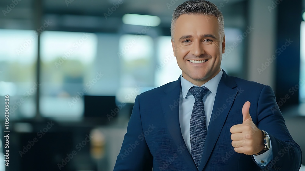 A news anchor in a studio, reading the news with a happy expression, giving a thumbs-up gesture A news anchor in a studio, reading the news with a happy expression, giving a thumbs-up gesture