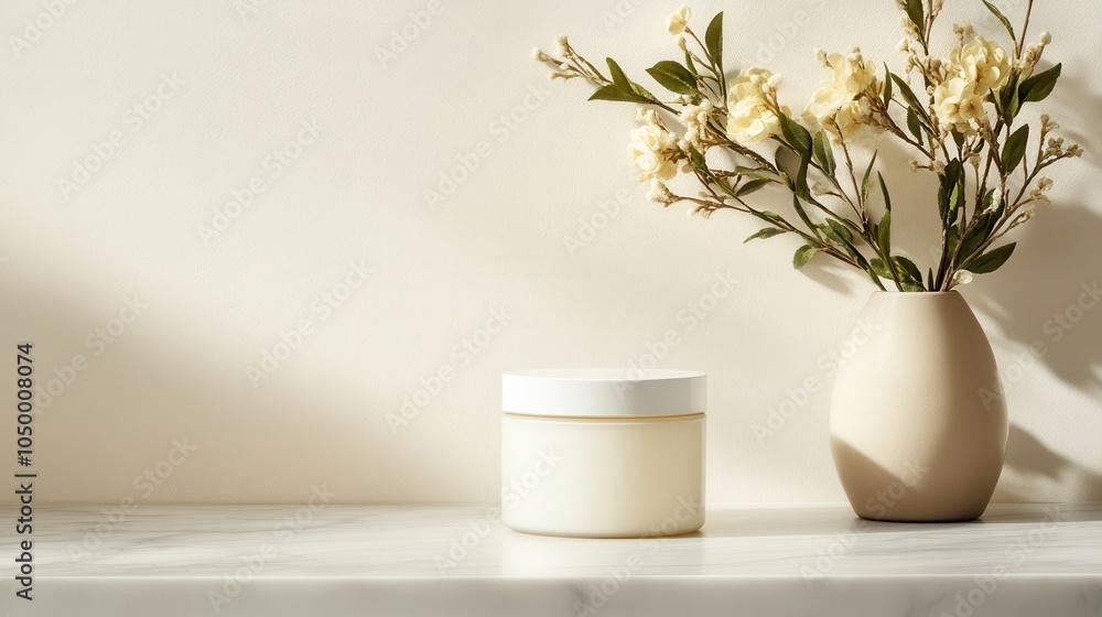 Luxurious Skincare Cream on Marble Countertop Luxurious Skincare Cream on Marble Countertop
