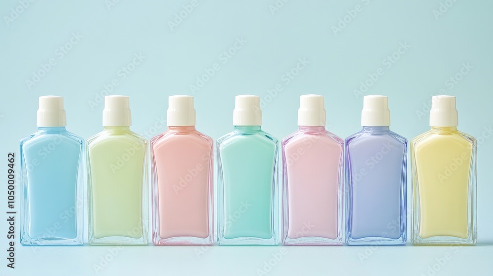 Soft Pastel Bottles on a Light Background Soft Pastel Bottles on a Light Background