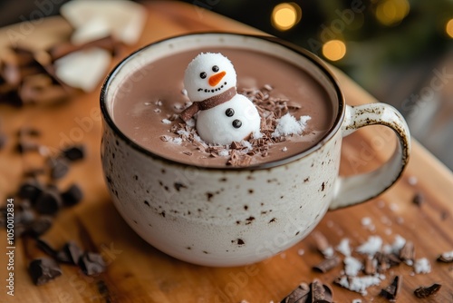 Hot chocolate with melted snowman