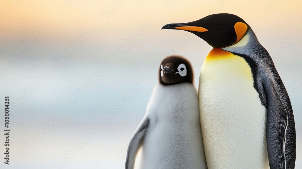 Fototapeta premium Tender Moment Between Penguin and Chick