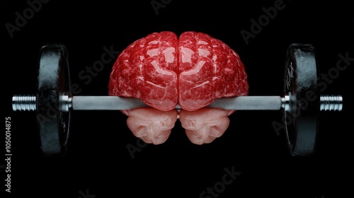 Brain Power  Human Brain Lifting Weights  Concept of Mental Strength  Cognitive Enhancemen photo