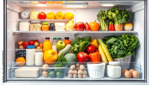 Wallpaper Mural Refrigerator Full of Fresh Produce and Dairy Products isolated with white highlights, png Torontodigital.ca