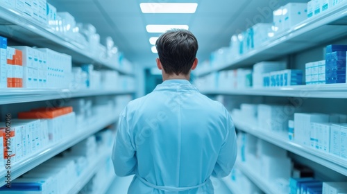 Pharmacist Conducting Inventory in Storage Room