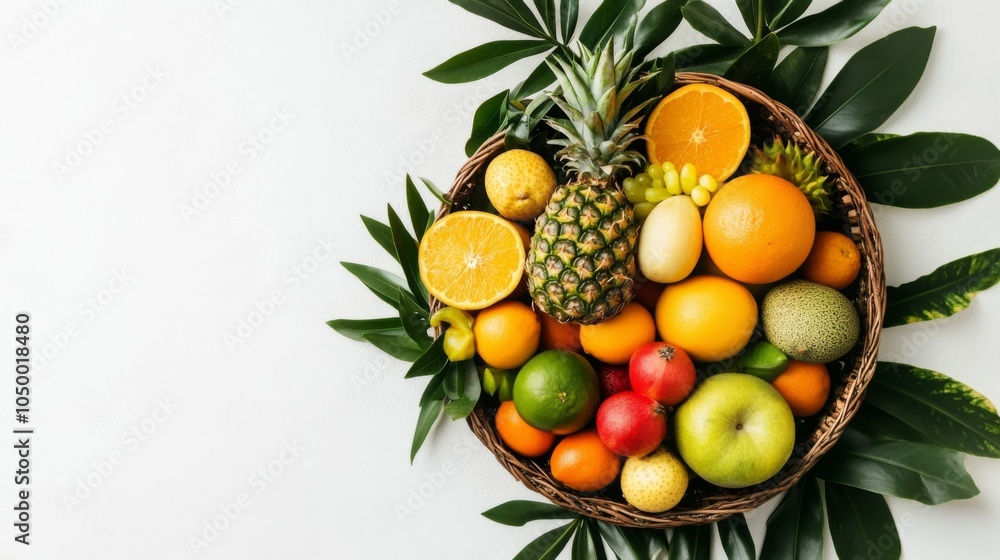 Vibrant Tropical Citrus Fruit Arrangement in Basket Vibrant Tropical Citrus Fruit Arrangement in Basket