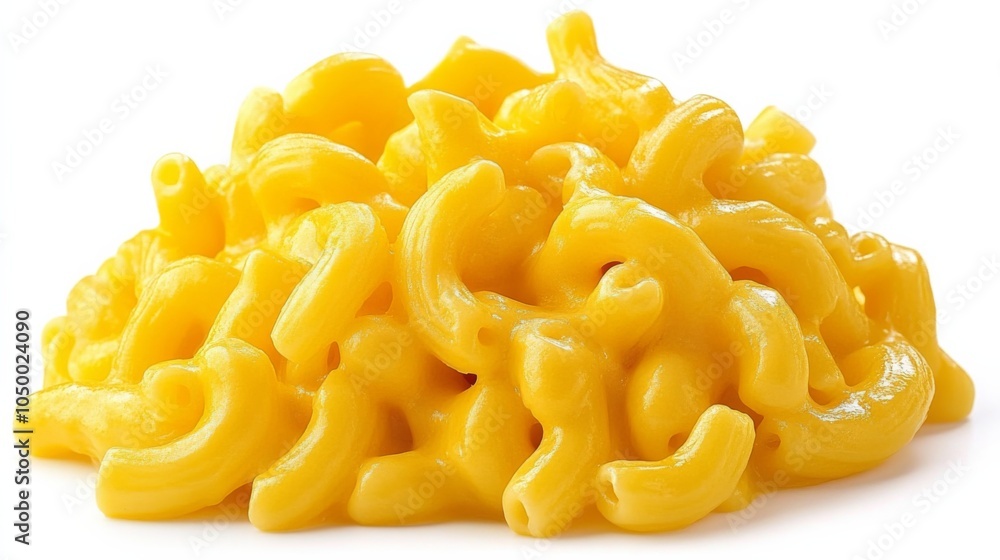 Vibrant Macaroni and Cheese on White Background Vibrant Macaroni and Cheese on White Background