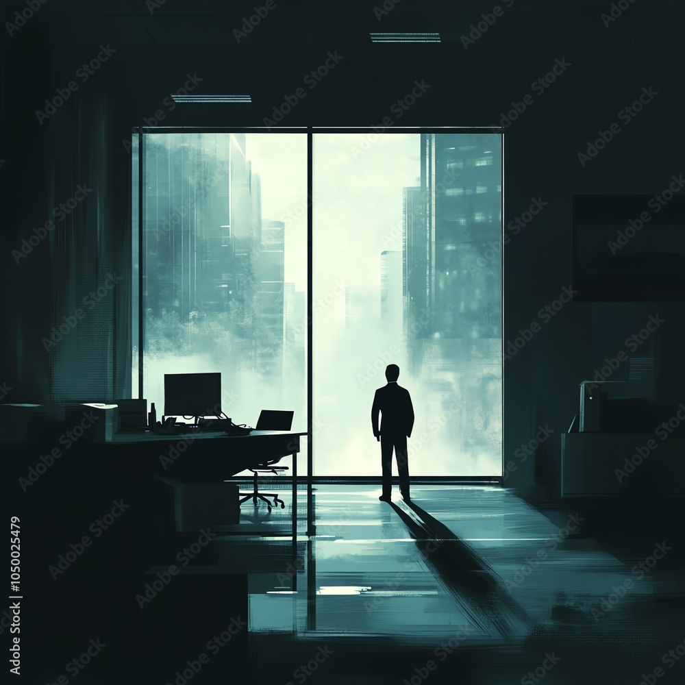 Fototapeta premium silhouette of a person in an office