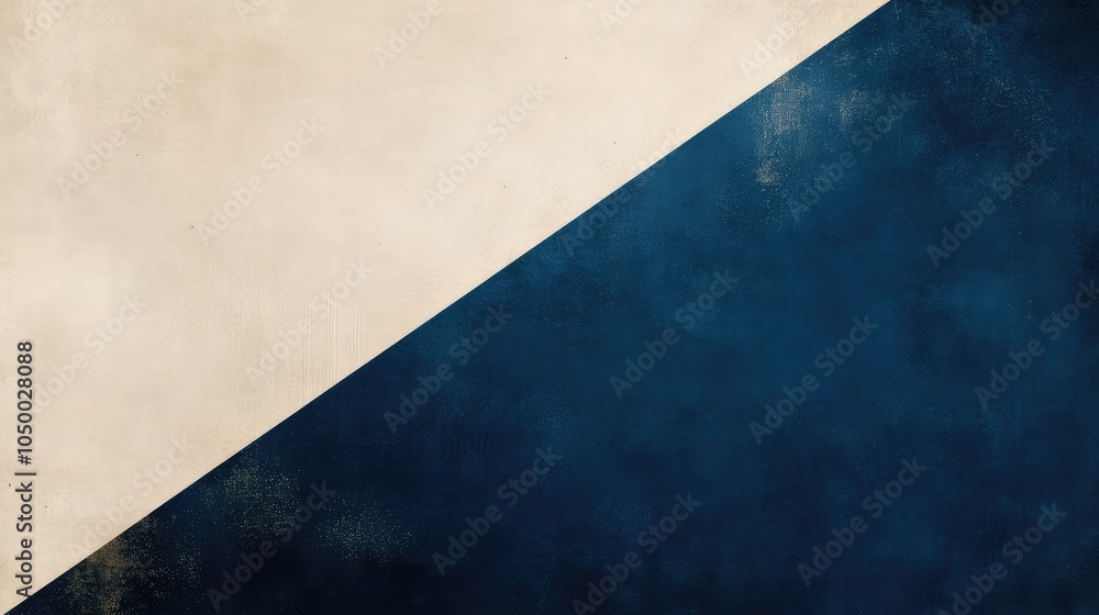 A minimalist abstract design featuring contrasting dual tones of deep blue and soft beige, with clean lines dividing the two colors harmoniously A minimalist abstract design featuring contrasting dual tones of deep blue and soft beige, with clean lines dividing the two colors harmoniously
