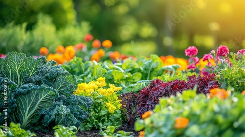 Vibrant Organic Vegetable Garden in Full Bloom