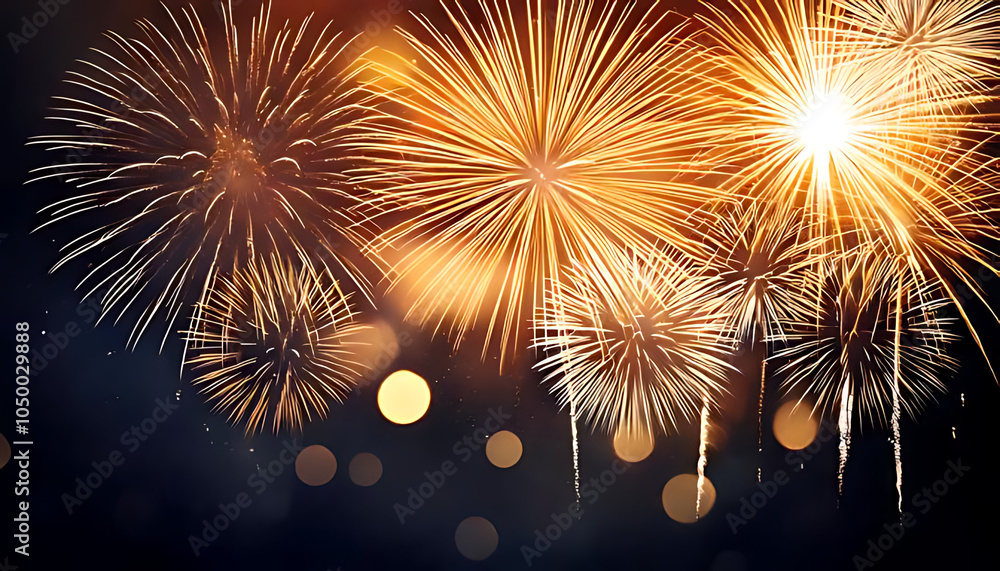 Fototapeta premium new year fireworks display features gold silver abstract background bokeh space