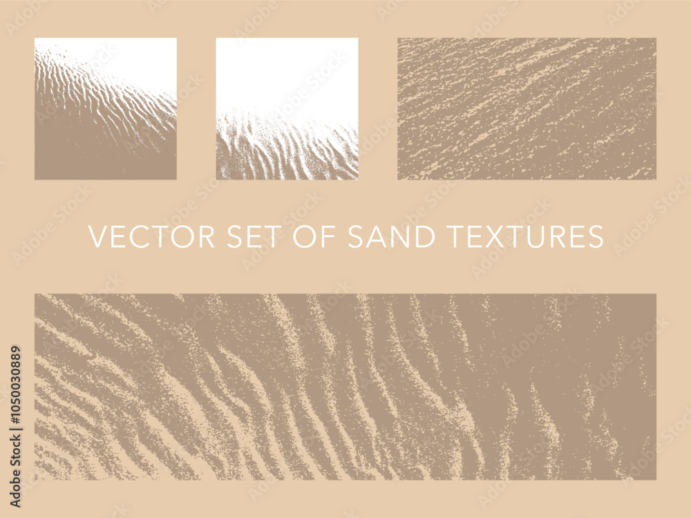 Set of vector sand textures - sandy texture background for banners, flyers and posters - style of beach holidays and travel. High-resolution monochrome patterns - Grains and noise backdrop