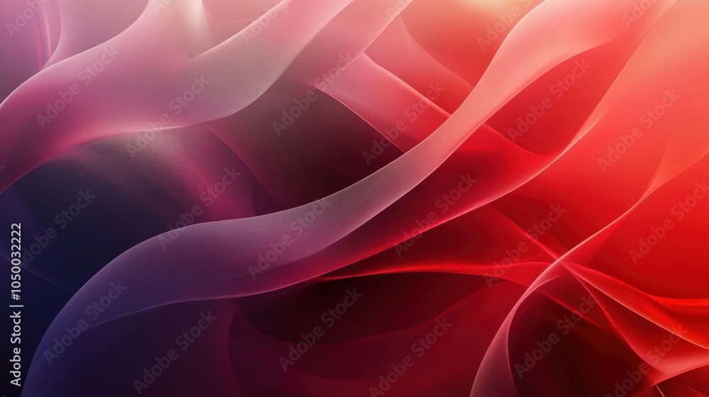 Obraz premium Flowing red and purple waves with smooth gradients and fluid shapes in abstract digital background