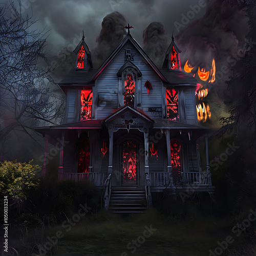 haunted house in the forest photo