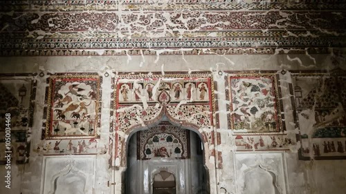 500 year old fresco paintings depict various Vishnu avatars beautifully in India photo