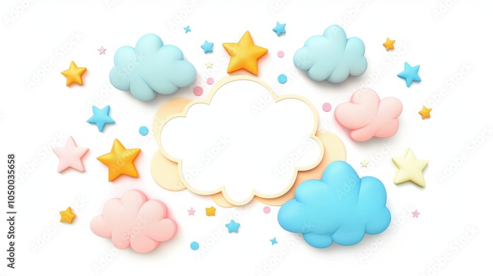 Cartoon sky graphic, cute style clouds, bright colors on a white background with space for text. Use as a design for your design or presentation. Cartoon sky graphic, cute style clouds, bright colors on a white background with space for text. Use as a design for your design or presentation.