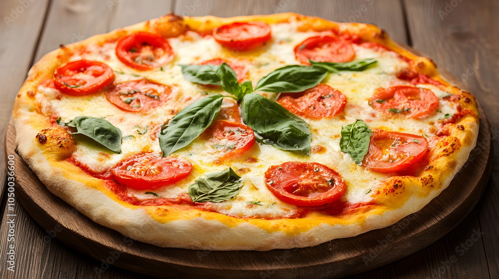 Delicious Margherita Pizza with Fresh Basil, italian food, tomato, mozzarella, cheese, homemade Delicious Margherita Pizza with Fresh Basil, italian food, tomato, mozzarella, cheese, homemade