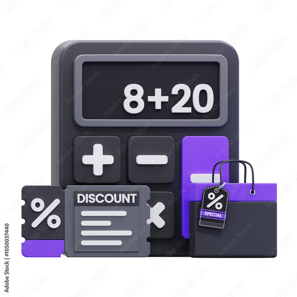 discount calculation 3d icon illustration discount calculation 3d icon illustration