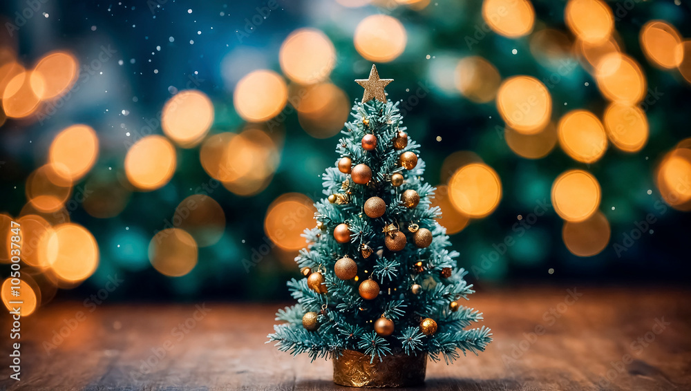 Christmas background with copy space: Christmas tree on defocused background Christmas background with copy space: Christmas tree on defocused background