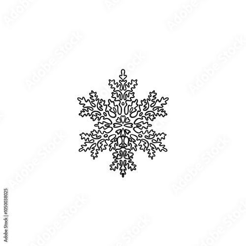 Detailed sketch of a snowflake,new year template