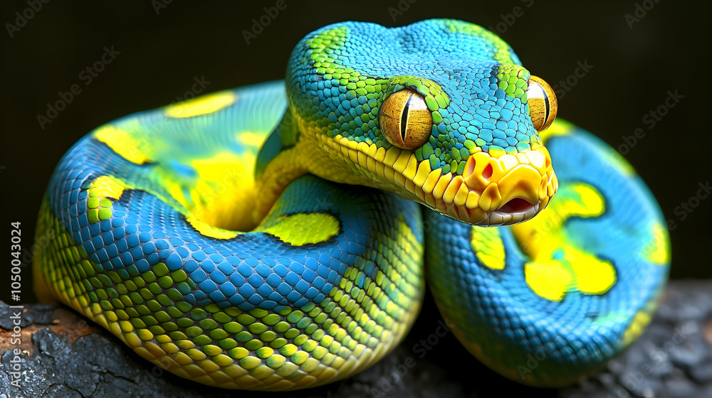 Obraz premium Green Tree Python Close Up, snake, reptile, exotic, tropical, animal
