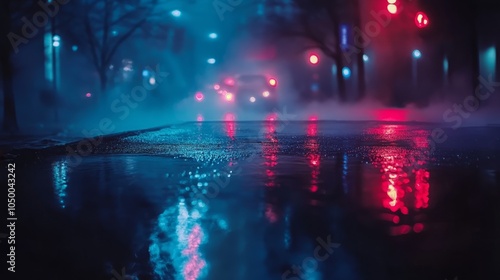 Wallpaper Mural Nighttime Urban Rain with Reflections and Neon Lights Torontodigital.ca