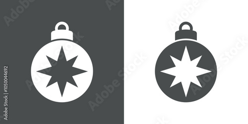 Decoración de Navidad. Logo con silueta de bola de navidad con estrella de 8 puntas para tarjetas y felicitaciones 