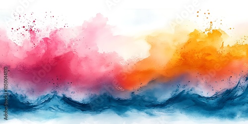 Abstract watercolor waves in vibrant colors.